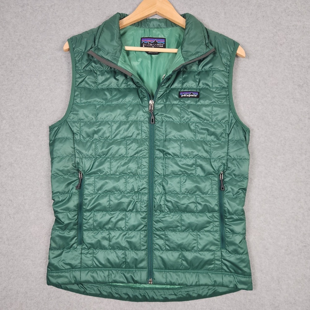 Patagonia Nano Puff Vest Mens Small Green Puffer Primaloft Packable Hiking